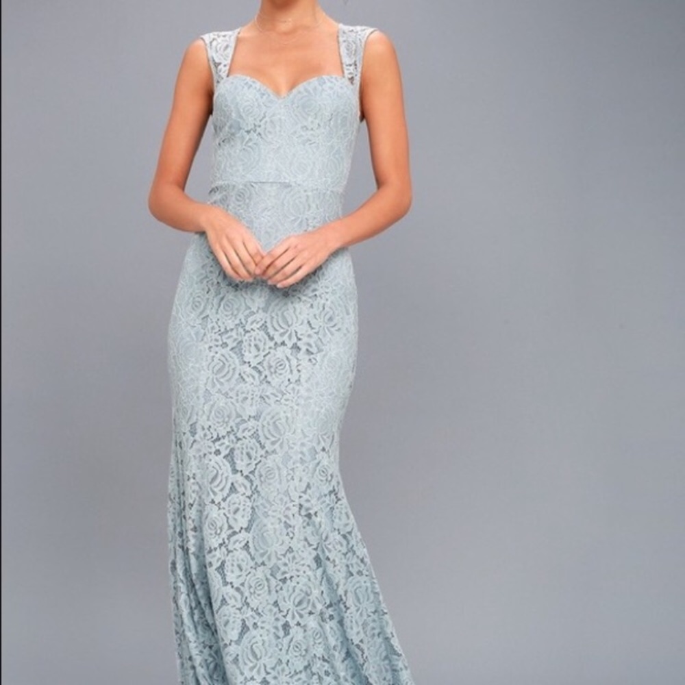 Rosetta Slate Blue Lace maxi dress